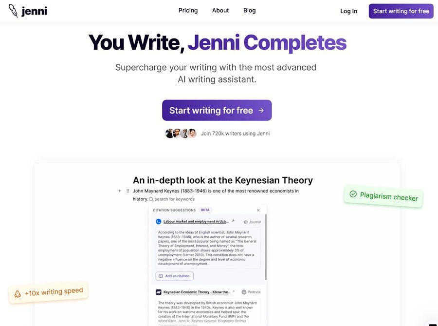 jenni ai writing tool