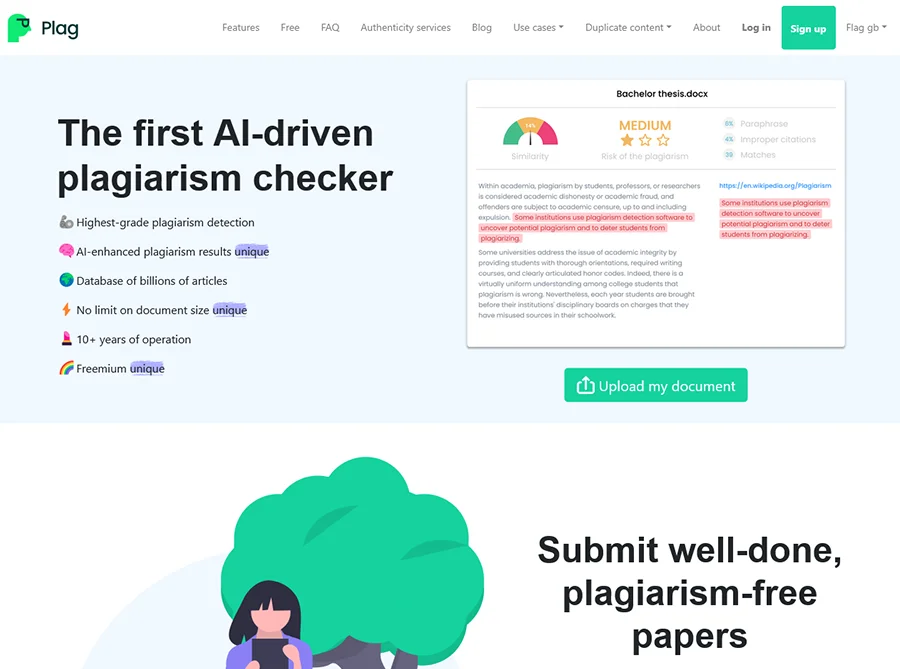 plag ai plagiarism checker tool
