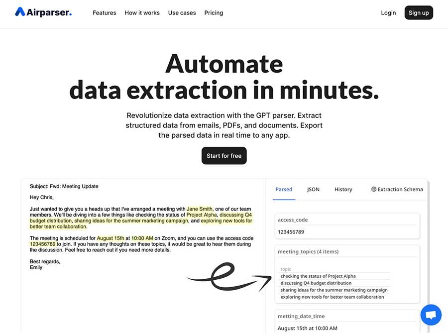 airparser gpt data extraction