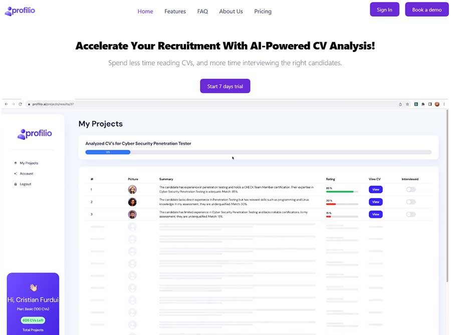 profilio ai recruiting software