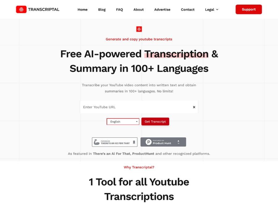 Transcriptal Free Youtube Transcript
