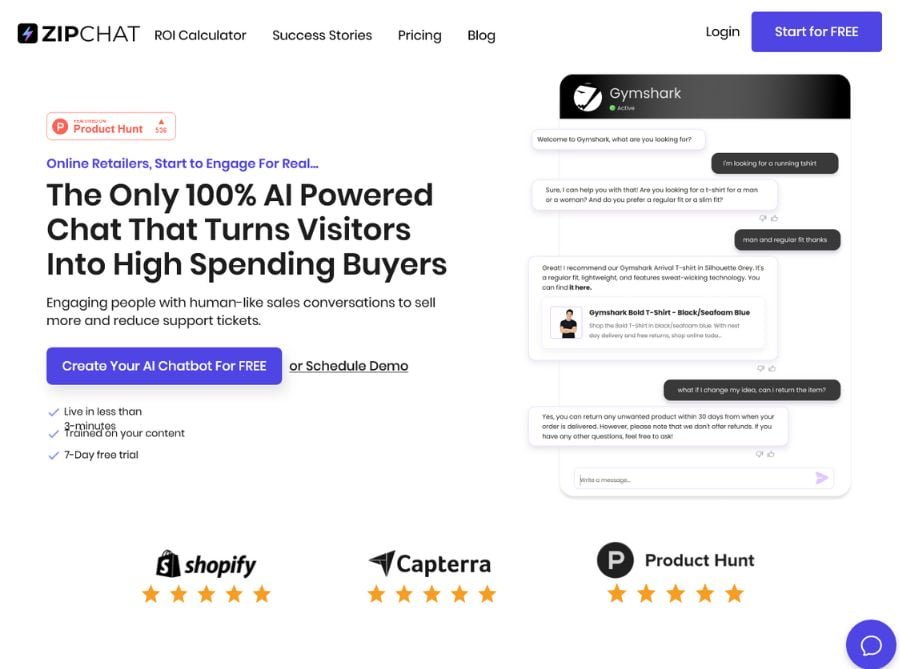 zipchat ai ecom chatbot