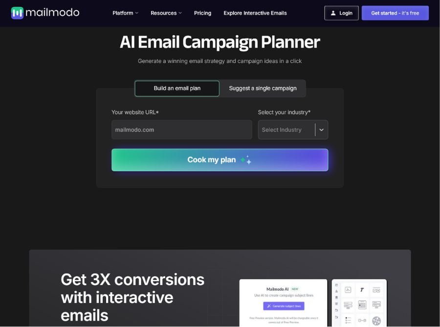 mailmodo ai email campaign planner