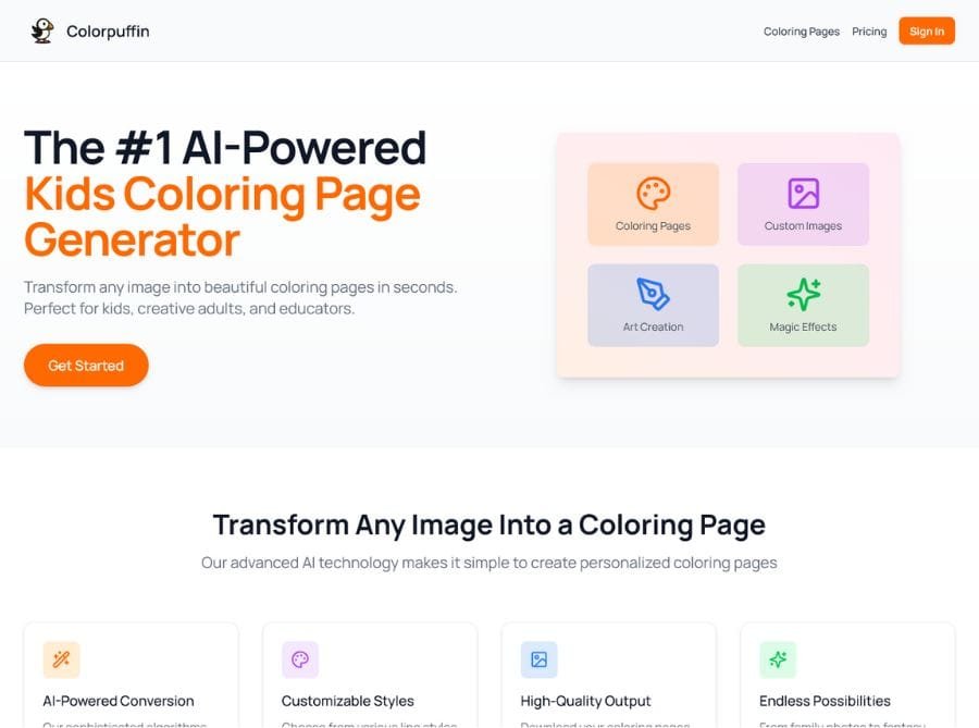 Colorpuffin Ai Coloring Page Generator