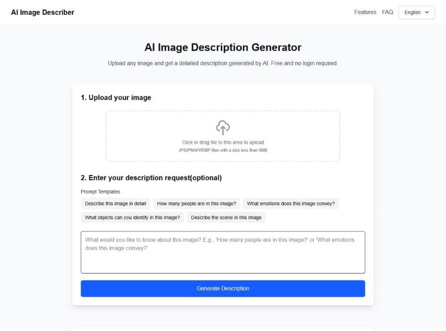 Free AI Image Describer