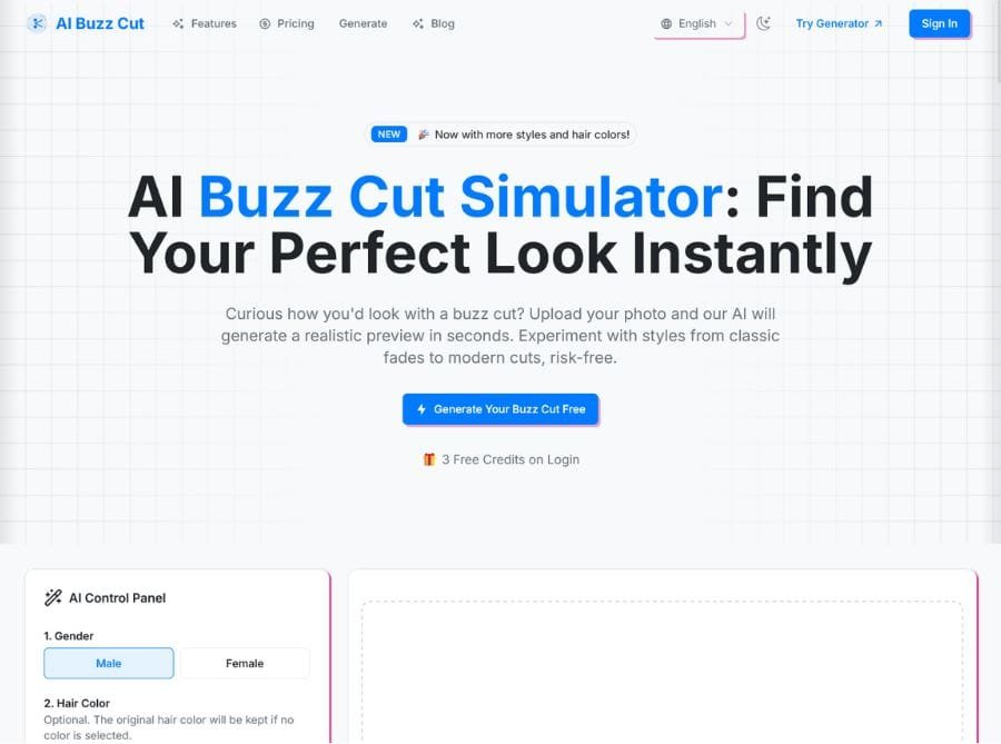 Buzzcut ai hair style simulator