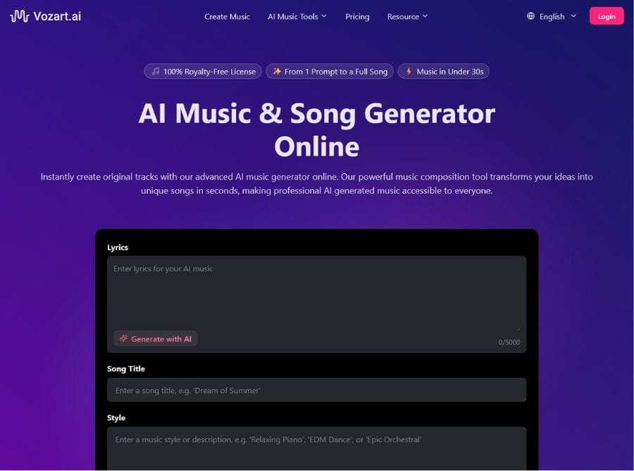 Vozart AI Music Generator